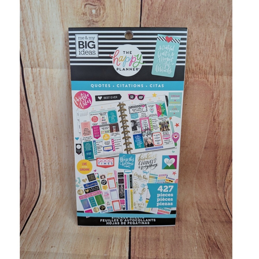 The Happy Planner Positive Vibes Sticker Book Quotes and Citations 427 Pcs